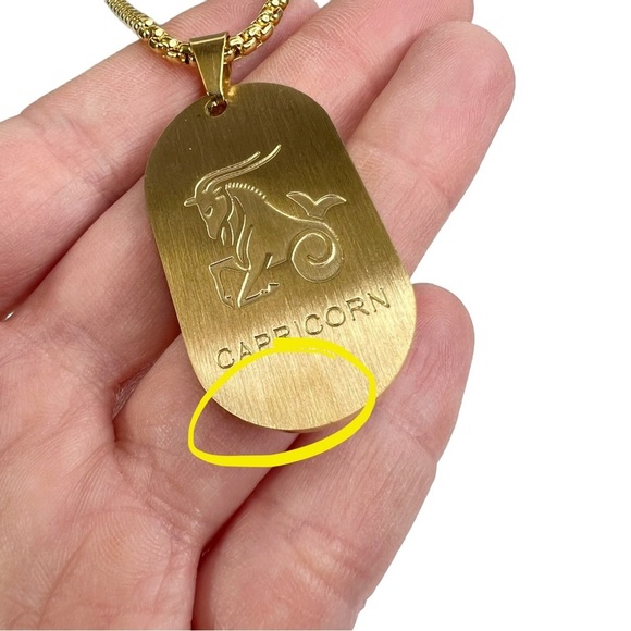 New FaithHeart Capricorn Zodiac Dog Tag Rolo Chain Necklace - Picture 2 of 9